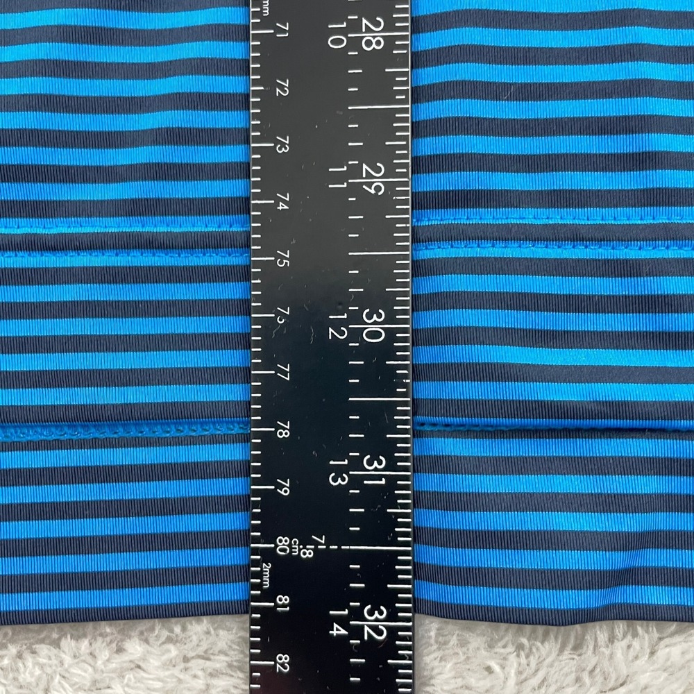 FJ Footjoy Polo Golf Shirt Mens M Blue Black Striped Performance Athletic Preppy - Picture 10 of 13